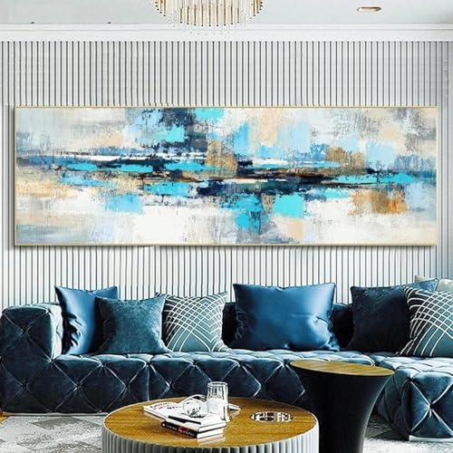 Impression sur toile abstraite bleue tableau moderne haute finition