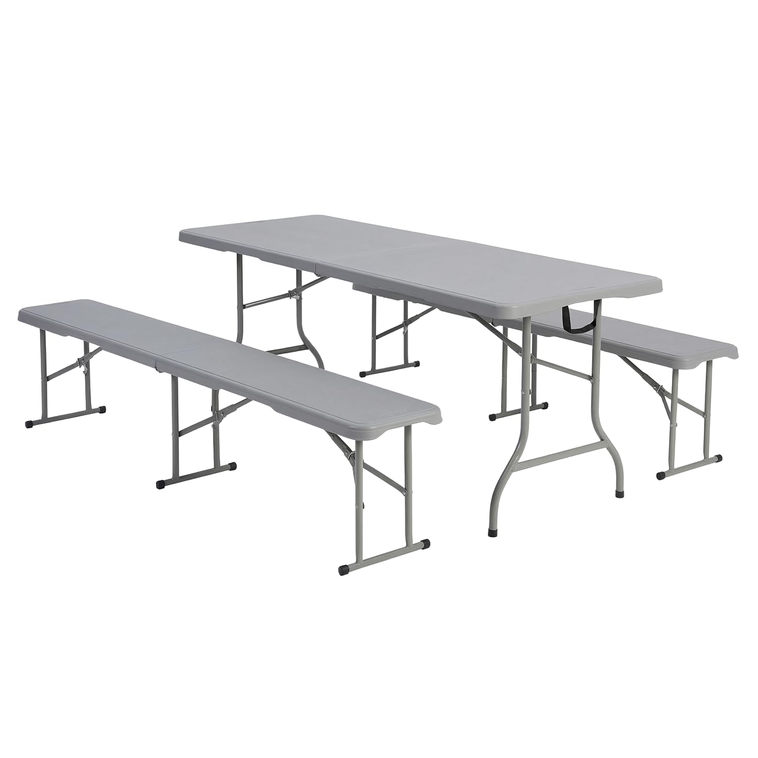 Pack 2 Bancos Plegables + Mesa Abatible Rectangular Tipo Maleta 180x76cm