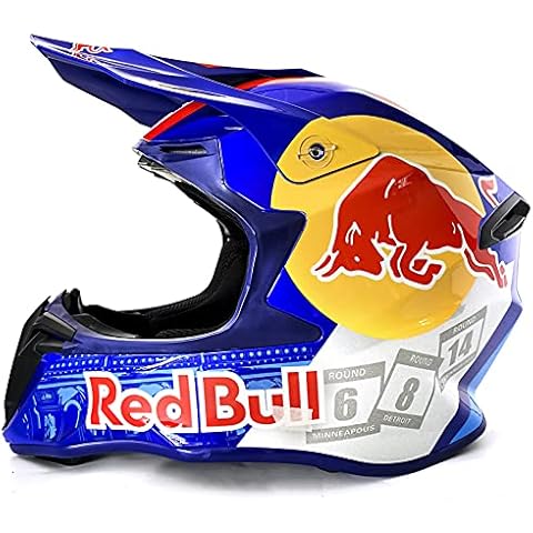 STRTG Full Face Motocross Motorcycle Helmets, Men's and Women's Rally Helmet DOT/ECE Approved Full Face ​Helmet for Boys Girls Quad Bikes BMX Bicycle MTB ATV Offroad DH Hred Bull Helmet A,L Cover