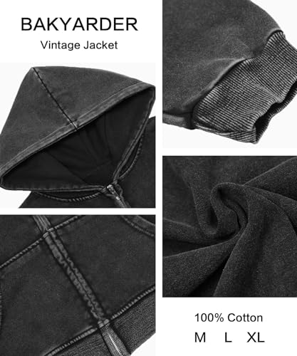 Vintage Washed Hoodie Jacket Zip Up Hooded Sweatshirt Streetwear Outerwear3