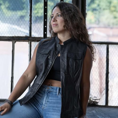 Image of Milwaukee Leather Premium Motorcycle Biker Rider Leather Vest for Women |LKL|ML|MLL|SH