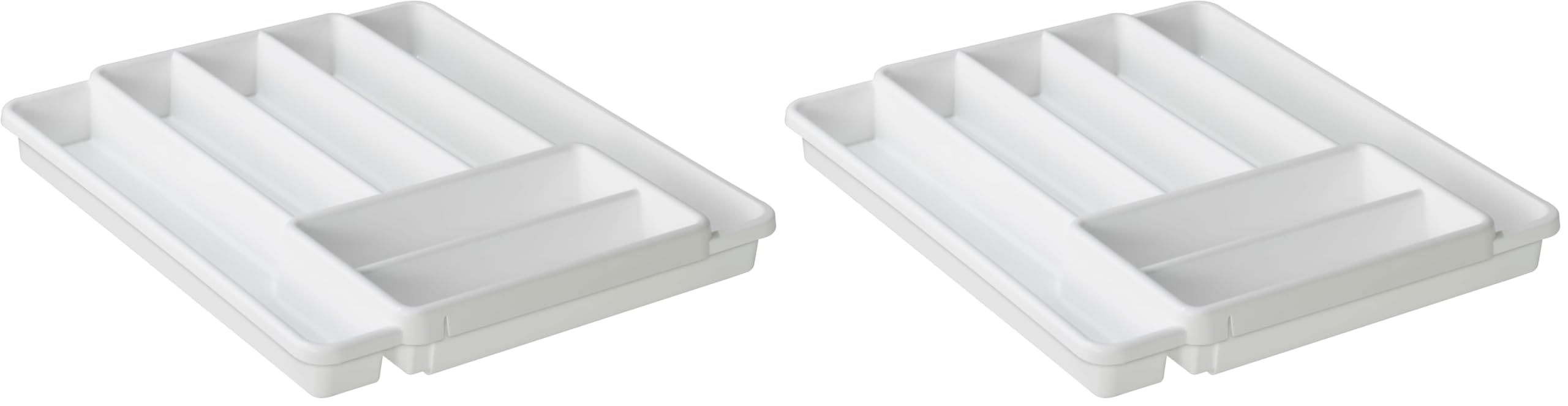 Rotho Domino Besteckkasten mit 7 Fächern, Kunststoff (PP) BPA-frei, weiss, (39.7 x 34.1 x 5.1 cm) (Packung mit 2)