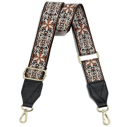 Image of Purse Strap,1.5 inch Leather End Shoulder Strap Adjustable Replacement,Retro Multi-Pattern Crossbody Bag Straps