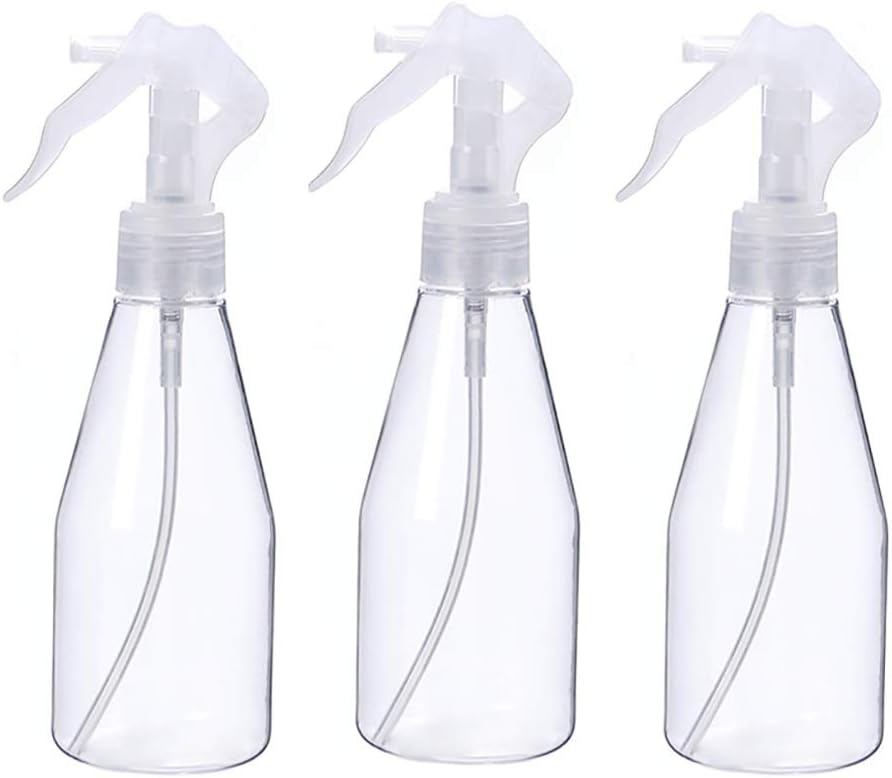 (3 PACK) Spray Bottle, Clear Fine Mist Spray Bottle for Water, Acholo, Essential Oils, 200ml/ 6.7Once PET Spray Bottle with Lock Design, Refillable & Reusable Empty Bottles Travel Bottle