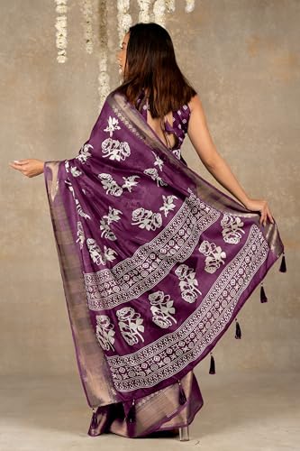 Image of MIRCHI FASHION Women Saree Cotton Blend Kalamkari Printed | Comfortable Office and Regular Daily Use Sari with Unstitched Blouse Piece