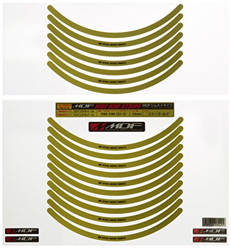 エムディーエフ リムストライプ ミラータイプ ミラーゴールド 10mm幅 12インチ RIM-10M-GD-12