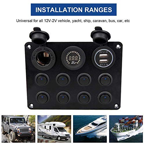 MASO Cargador De Enchufe USB Dual + Voltímetro LED + Toma De Corriente De 12 V/24 V 3 En 1, Panel Multifuncional De Tres Agujeros Para Camión, Remolque, Barco, Cámper, Autocaravana, Automóvil Marino
