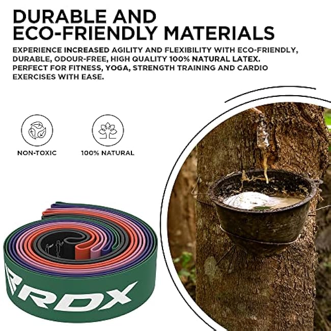 RDX Resistance Bands 5 Level Set, Reach RoHS CPSIA Certified, Skin Friendly Thick Stretch Loop, Yoga Home Gym Fitness Workout Exercise, Glutes Physio Pilates Booty Leg Arms Mobility Training Slimming