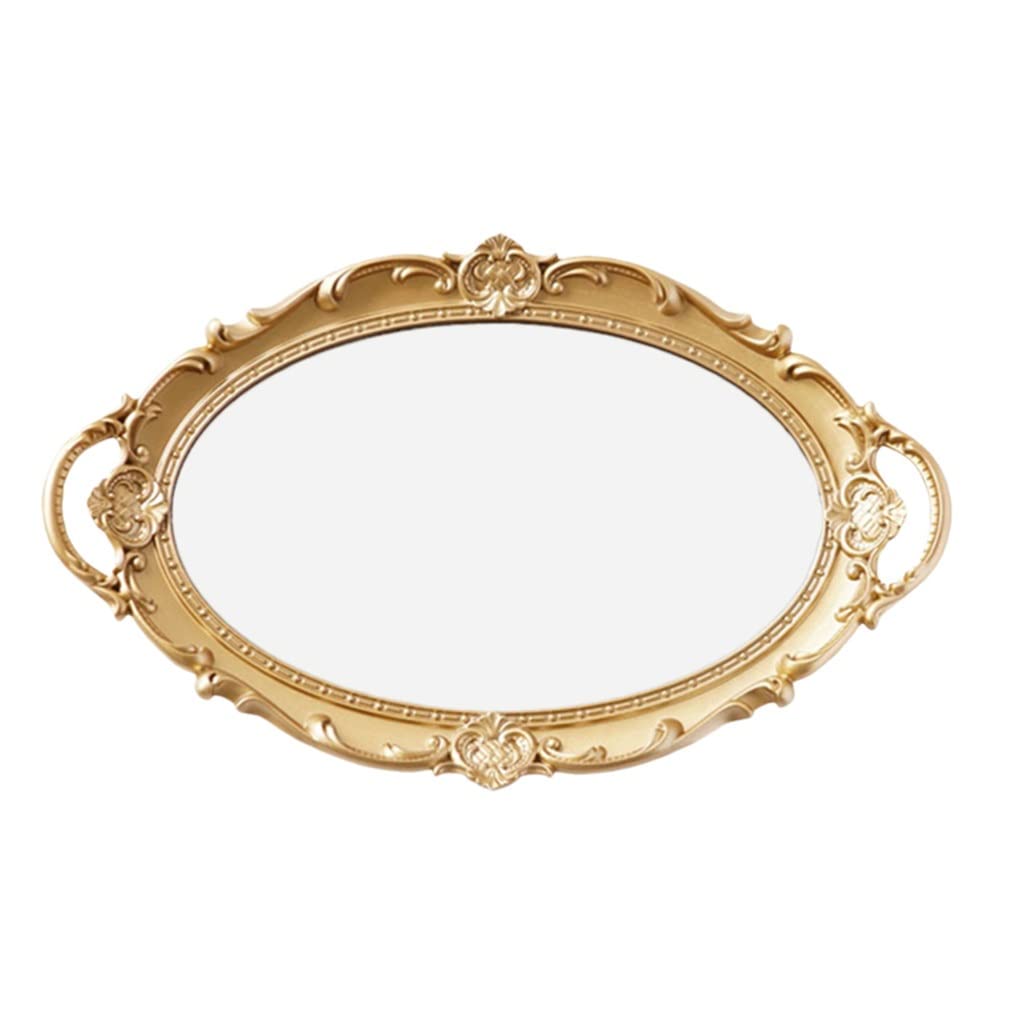 Plateau cosmétique miroir vintage pour maquillage et flacons de parfum