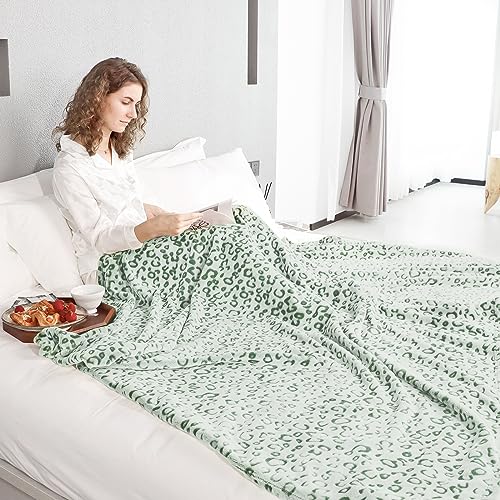 Couverture guépard vert de qualité supérieure, plaid doux et chaud - 3