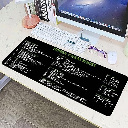 Image of Developer, Programmer, IT Admin Quick Reference Extra Large Mouse Pad Regex Cheat Sheet Desk Mat for Sys Admin, Gift for Architect Office Desk Mat KMH