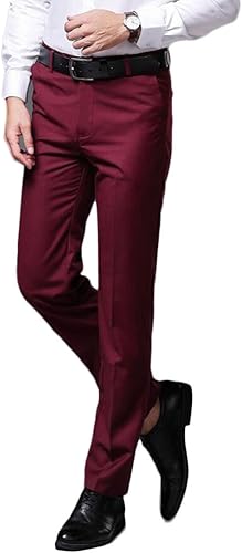 Botong Pantalones elásticos sin arrugas para hombre, pantalones de vestir cómodos