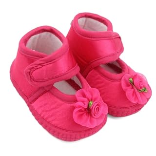 Neska Moda 6 To 12 Months Baby Girls Satin Floral Sandal/Booties (Rani)-BT5206