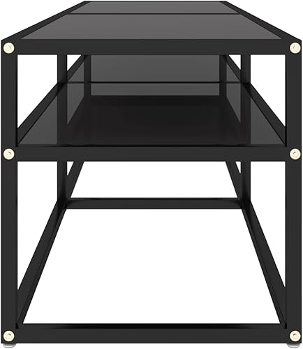 Miniatura 4 de Centro de entretenimiento para TV, bancos de TV, mesa para TV, consola multimedia, soporte de TV, color negro, 55.1 x 15.7 x 15.9 pulgadas, vidrio