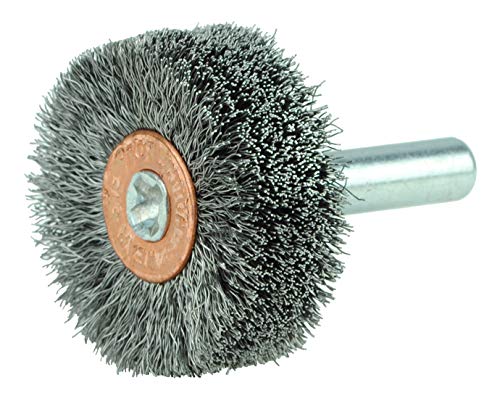 Image of Weiler 17600 1-1 /4 inch Wide Face Stem-Mounted Crimped Wire Wheel, .006 inch Steel Fill, 1 /4 inch Stem, Made in the USA (Pack of 10)