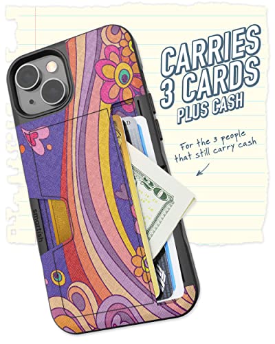 Image of Smartish iPhone 14 Wallet Case - Wallet Slayer Vol. 2 [Slim + Protective] Credit Card Holder w /Kickstand - Drop Tested Hidden Card Slot Cover Compatible w /Apple iPhone 14 - Groovy, Baby