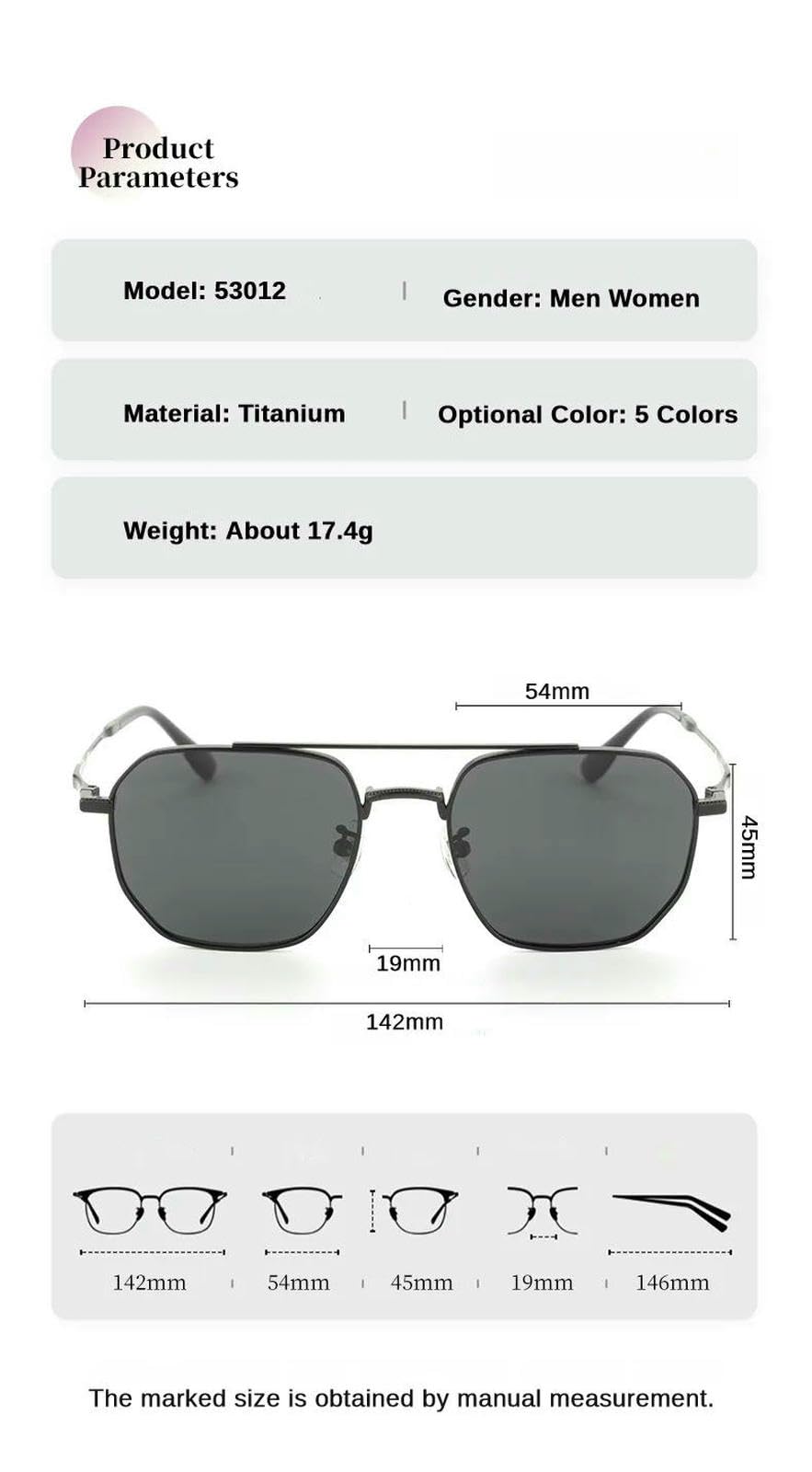 Occhiali da Sole Classici in Titanio A Doppio Ponte Uomo per Guida All'aperto Visione Notturna, Pesca Antiriflesso Uv400-no-polarizzato