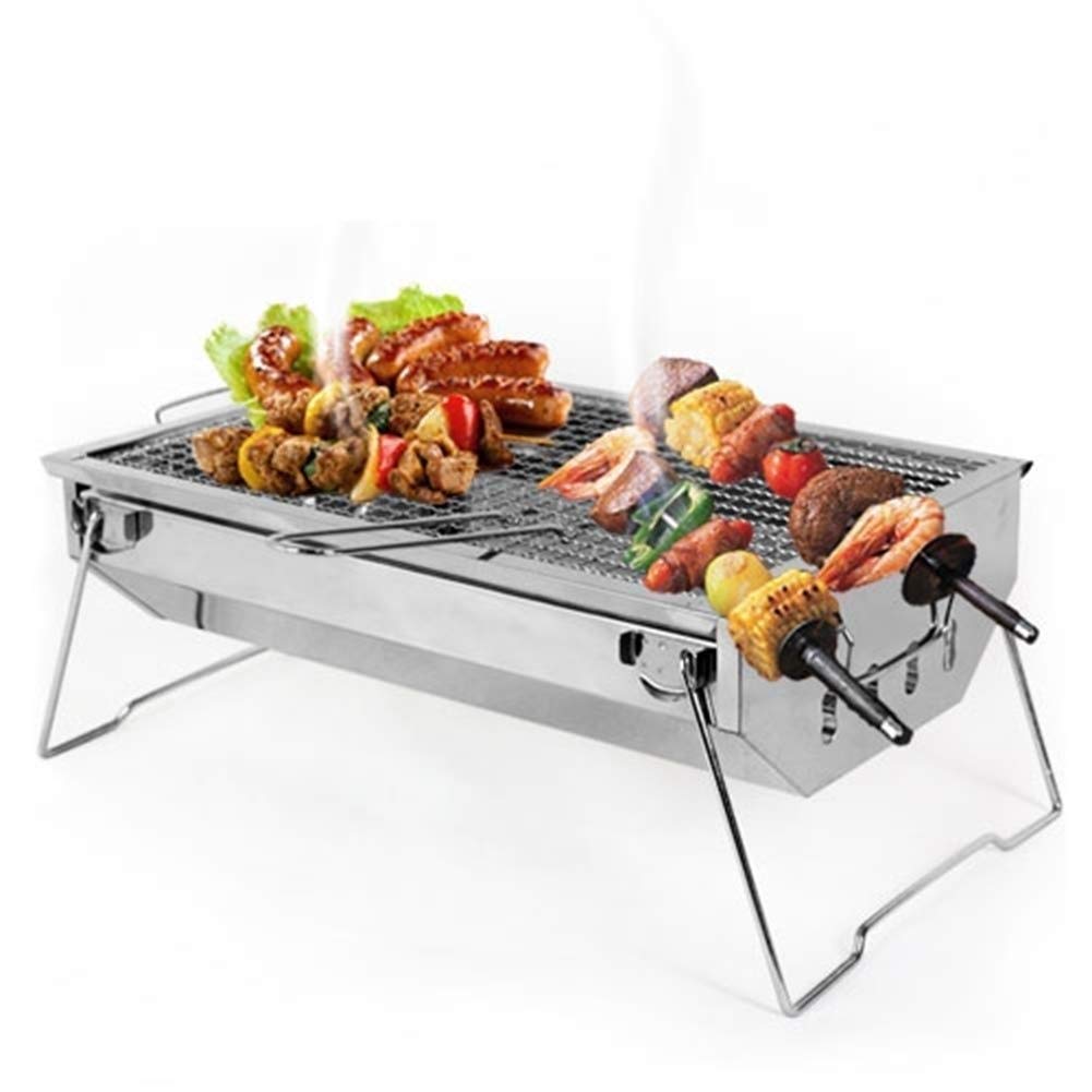 Grill na świeżym powietrzu węgiel drzewny Kebab ze stali nierdzewnej Składany grill Przenośny Idealny kemping,Grill ogrodowy