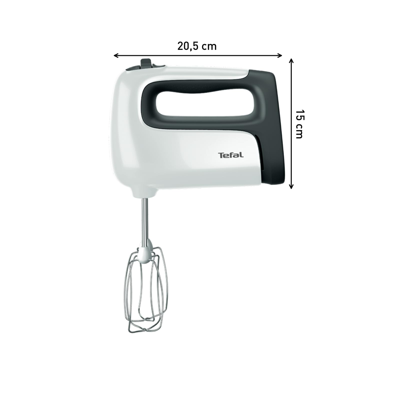 Tefal Prep'Mix + Handmixer mit Pürierstab, ideal für leichte und zähe Zubereitungen, leistungsstarker 500-W-Motor, 5 Geschwindigkeiten, Turbo-Funktion, Pürierstab-Aufsatz, weiß/grau, HT462138
