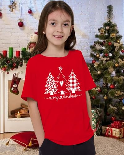 Image of Christmas Tree Shirt for Toddler Boys Girls Merry Christmas T-Shirts Short Sleeve Holiday Tee Xmas Gift Tops