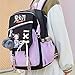 YWOIHL Cute Anime Style Backpack for Girls Cartoon Backpack for Teens Students Fashion School Bag with Pompom Charm (Black Purple)