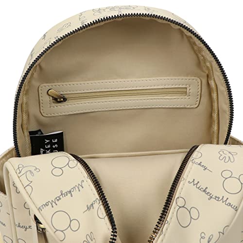 Disney Mickey Mouse Line Art Women's White & Gold Backpack4