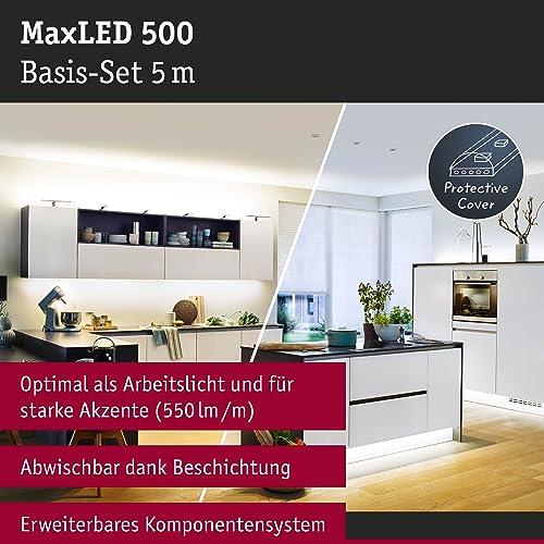 Paulmann 78873 MaxLED 500 Basic Set Smart Home Zigbee Tunable White 5m IP44 26W 230/24V 2750lm Silver LED Lighting Strip Splash-Protected, 26 W - Image 2