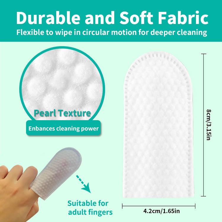 HOOGQIANMH Pet Dental Finger Wipes for Dogs & Cats | Teeth Cleaning Wipes with Natural Formula | Remove Plaque & Tartar | Fresh Breath, Safe & Gentle (50 Count)