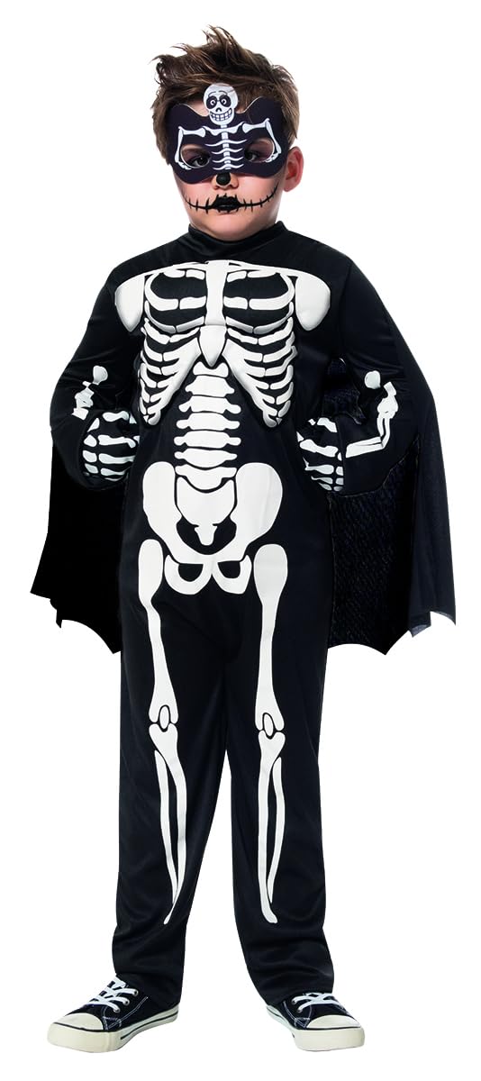 Rubie's Boys Girls Super Skeleton Costume, Muscle, Cape, Gloves and Mask, Officially Licensed Skeletons, Skeletons for Halloween, Carnival, Cosplay and Parties