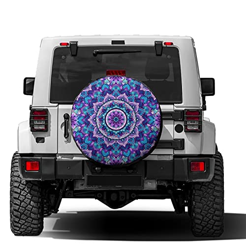 Image of Bohemian Style Mandala Print Spare Tire Cover Dust-Proof Wheel Tire Cover Fit Trailer, RV, SUV and Many Vehicle 13inch