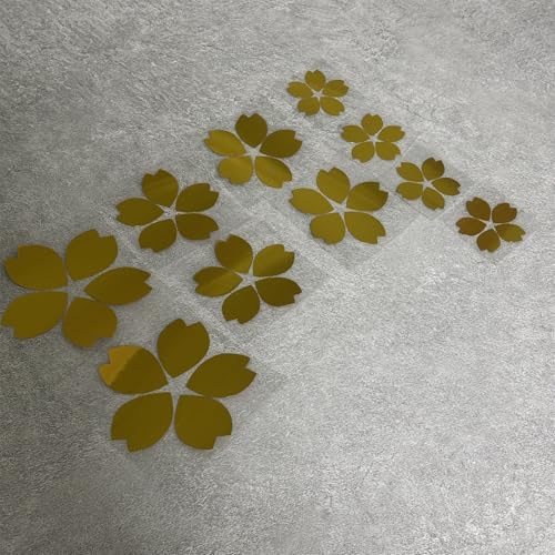 Image of Creative Fashion Flower Cherry Blossoms Petal Leaves Motor Bike Stickers Auto Body Car Styling PVC Decals (Brush Gold)