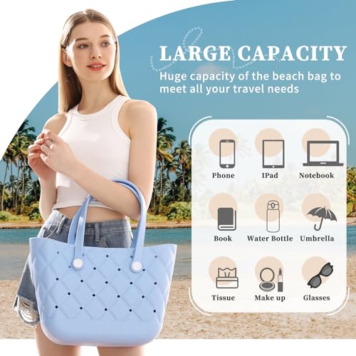 Beach Bag Rubber Tote Bag, Waterproof Washable Proof Travel Bag for Women Handbag for Sports Beach Market Pool2