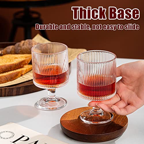 Wookgreat Vintage Wine Glasses Set Of 12, 8 Oz Origami Style Glass Water Goblets, Unique Embossed Pattern Stemmed Cocktail Glasses thumb #2