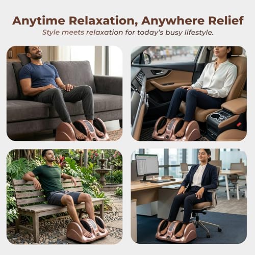 Image of Durafit91 Electric Foot Massager for Pain Relief, Feet Massager with Hand Simulation Massage, Air Compression, Shiatsu, Deep Kneading , Blood Circulation, Relaxation & Stress Relief, Portable Massager Rose Gold