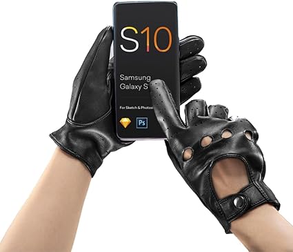 Guanti Mezze Dita In Pelle Di Montone MGGMOKAY - Per Uomo, Guida E Sport