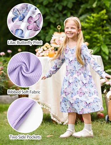 PATPAT Toddler Girl Long Sleeve Dresses 2-Pack – Ribbed Cotton & Woven A-Line, Soft Fall Outfits for Girls, Sizes 18M–10Y4