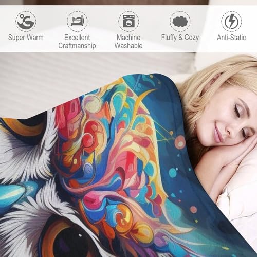 Couverture hibou 180x200 cm pour lit et canapé douillet - 4