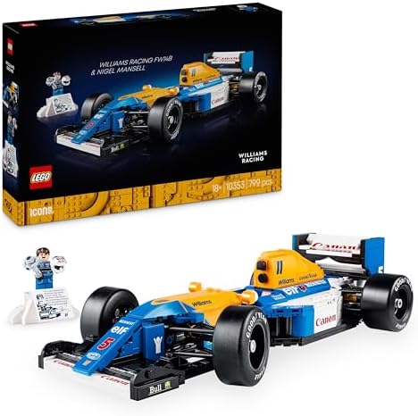 LEGO Icons Williams Racing FW14B & Nigel Mansell - F1 Car Model Set for Adults, with a Collectible Driver Minifigure, Trophy & Display Stand - Gift Idea for Men, Women & Teenage Motorsports Fans 10353 - View 3