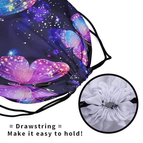 Image of Nerxy Galaxy Butterfly Gymnastics Grip Bag - Stars Grip Bags for Gymnastics Mini Gym Bag Drawstring Storage Pouch Adjustable