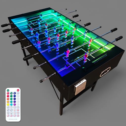 PartyLife 48' Foosball Table w/LED Lights & Folding Steel Legs |...