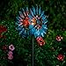 Solar Wind Spinner New Azure 75in Multi-Color Seasonal LED Lighting Solar Powered Glass Ball with Kinetic Wind Spinner Dual Direction for Patio Lawn & Garden