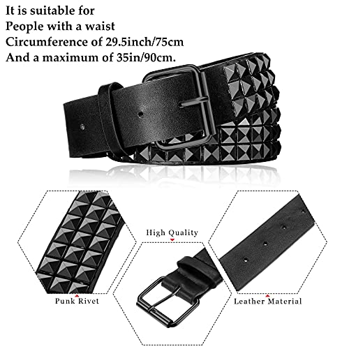 Studded Belt Metal Punk Rock Rivet Belt Punk Leather Belt Threads Studded Goth Belt With Pyramid Studs For Women Men(Black) #TOP6