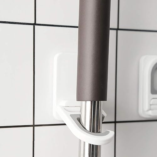 Miniatura 6 de DOITOOL Ganchos de trapeador sin perforaciones, soporte adhesivo para escoba, soporte de pared, 3 piezas, gancho fuerte para almacenamiento de