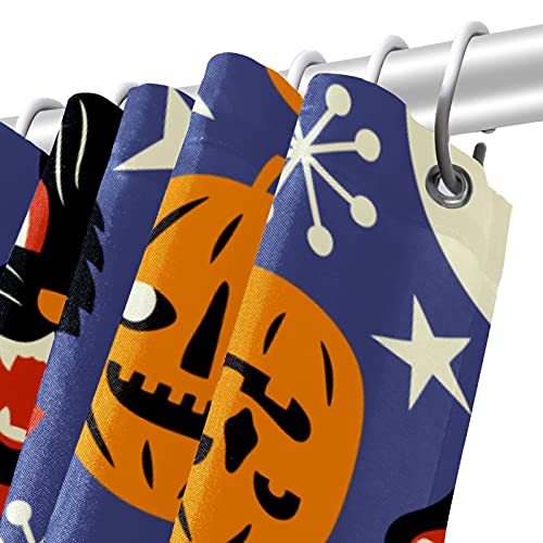Rideau de douche Halloween citrouille et chat noir avec crochets - 6