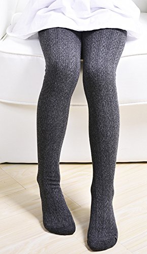 X&F Little Girls' Warm Cable Knit Footed Tights Cotton Stockings Leggings2