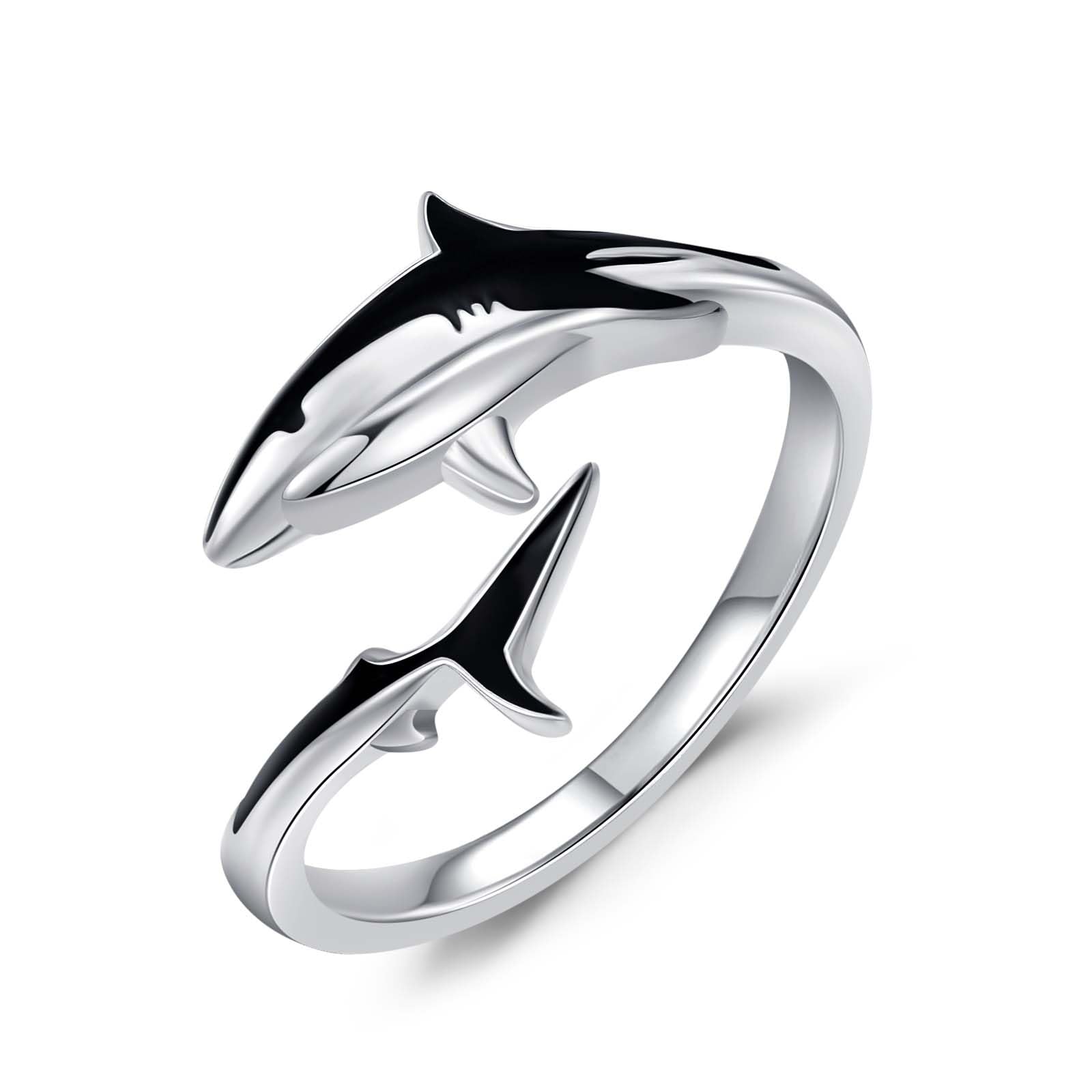Shusukueocean Open Ring 925 Sterling Silver Orca Killer Whale