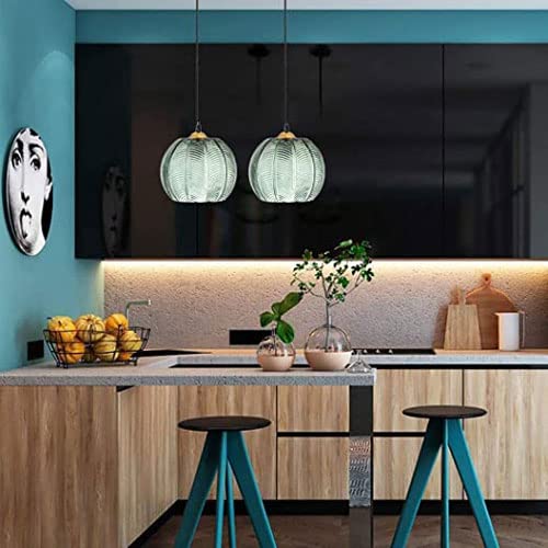 Suspension en verre feuille verte au design géométrique simple moderne - 6