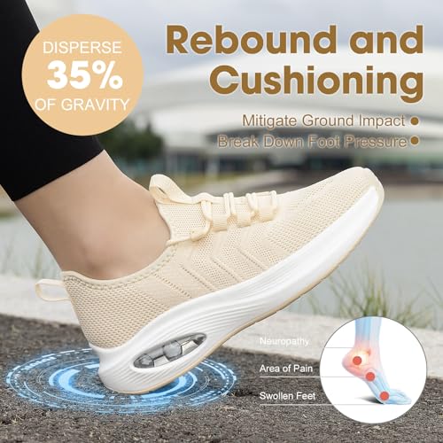 Image of Wide Toe Box Shoes Women Extra Wide Width Sneakers Air Cushion Road Running Shoes Ultra Light Tennis Gym Workout Training Shoes Breathable Walking Shoes with Arch Support