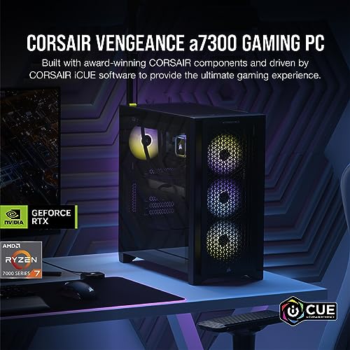 Vengeance a7300 Series Gaming PC - Liquid Cooled AMD Ryzen™ 7 7700X CPU - NVIDIA® GeForce RTX™ 4070 Graphics - 32GB Vengeance RGB DDR5 5600MHz Memory - 1TB M.2 NVMe SSD - Black - PC Desktop - Immagine 1