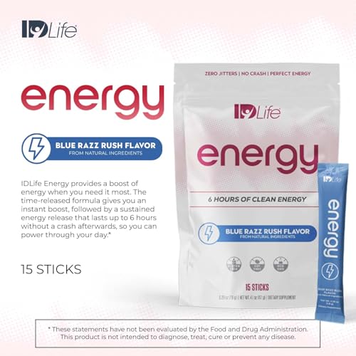 Image of IDLife - Energy Blue Razz Rush - Time-Release Caffeine, L-Theanine & Alpha Lipoic Acid for Clarity, Stamina & Clean Fuel - 15 Sticks